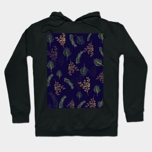 Dark Blue Festive Leaf Design for Christmas and Seasonal Holidays Hoodie